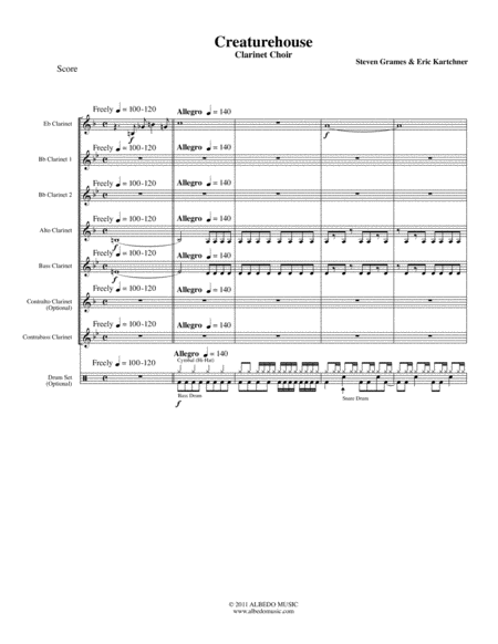 Free Sheet Music Creaturehouse Clarinet Choir