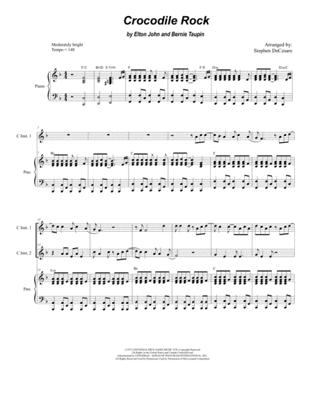 Crocodile Rock Duet For C Instruments Sheet Music