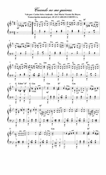 Cuando No Me Quieras Carlos Selva Andrade Y Jos Mara De Hoyos Sheet Music