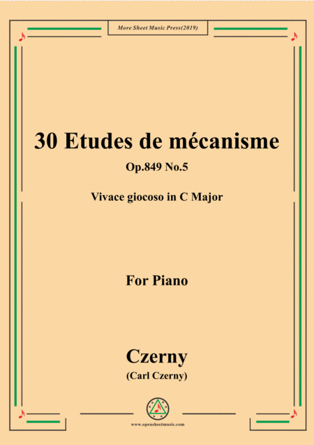 Czerny 30 Etudes De Mcanisme Op 849 No 5 Vivace Giocoso In C Major For Piano Sheet Music