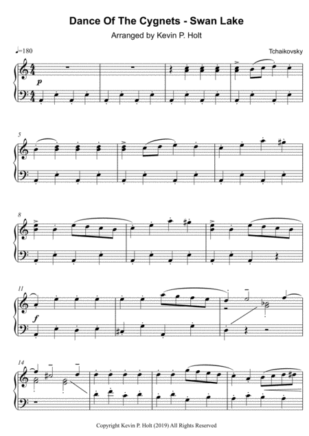 Free Sheet Music Dance Of The Cygnets Swan Lake