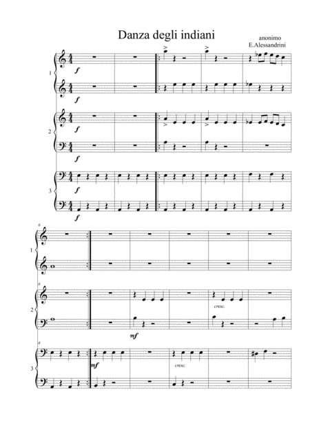 Dance Of The Indians Six Hands Sheet Music