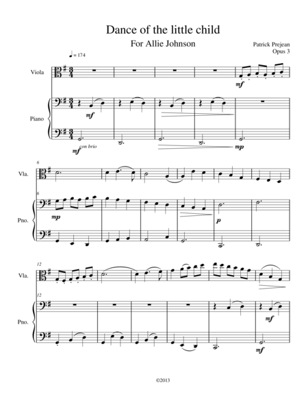 Free Sheet Music Dance Of The Little Child For Viola And Piano