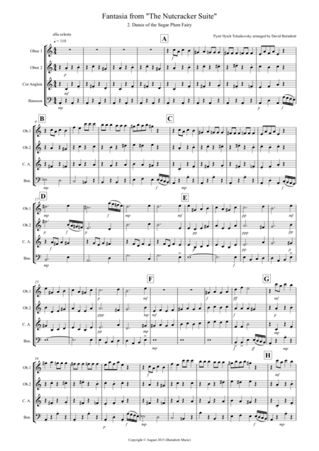 Free Sheet Music Dance Of The Sugar Plum Fairy Fantasia From Nutcracker For Double Reed Quartet