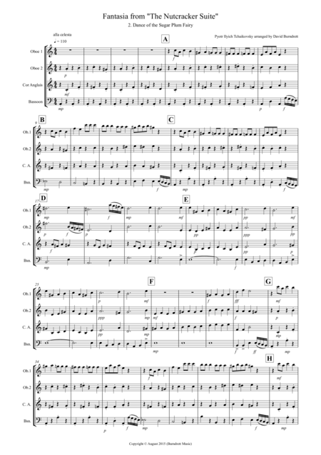 Dance Of The Sugar Plum Fairy Fantasia From Nutcracker For Double Reed Quartet Sheet Music