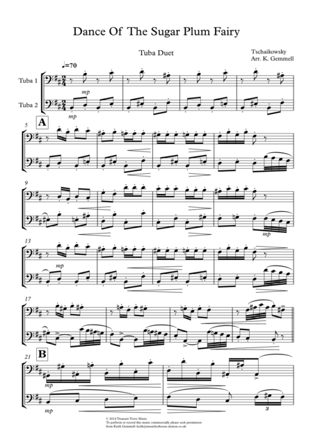 Free Sheet Music Dance Of The Sugar Plum Fairy Tuba Duet