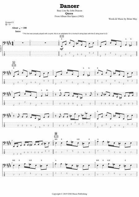 Dancer Queen John Deacon Complete And Accurate Bass Transcription Whit Tab Sheet Music