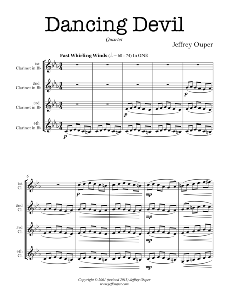 Dancing Devil Clarinet Quartet Sheet Music