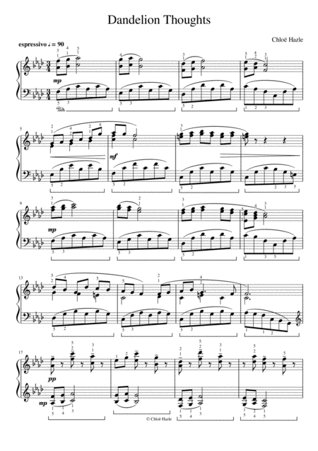 Free Sheet Music Dandelion Thoughts