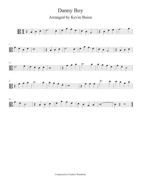 Free Sheet Music Danny Boy Easy Key Of C Viola