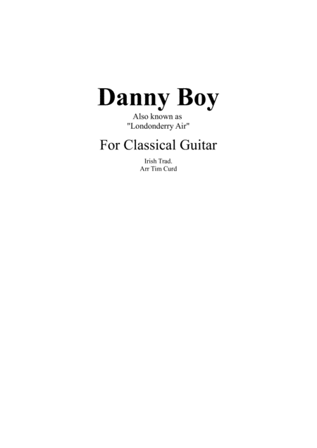 Free Sheet Music Danny Boy For Classical Guitar