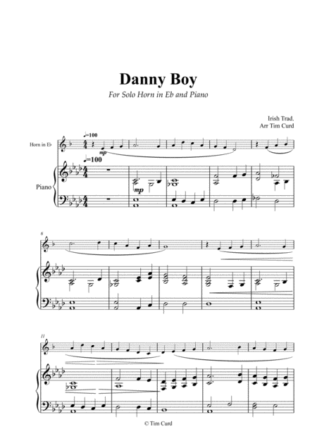 Danny Boy For Solo Horn In Eb And Piano Sheet Music