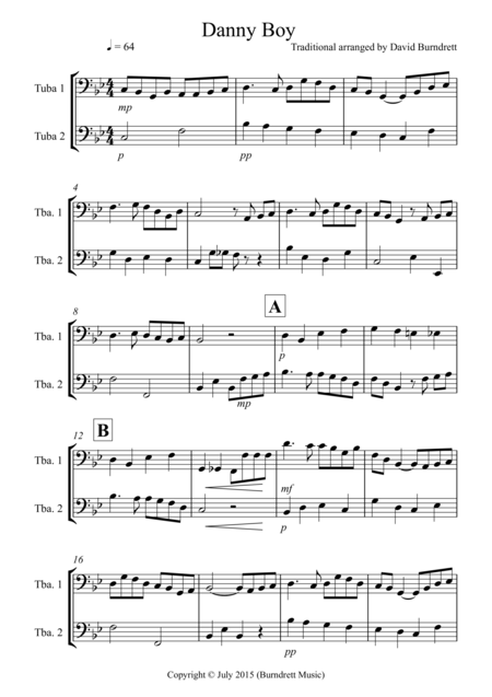 Danny Boy For Tuba Duet Sheet Music