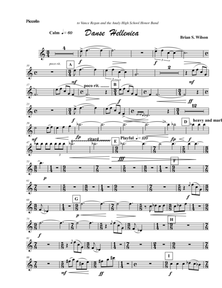 Danse Hellenica Woodwind Parts Sheet Music