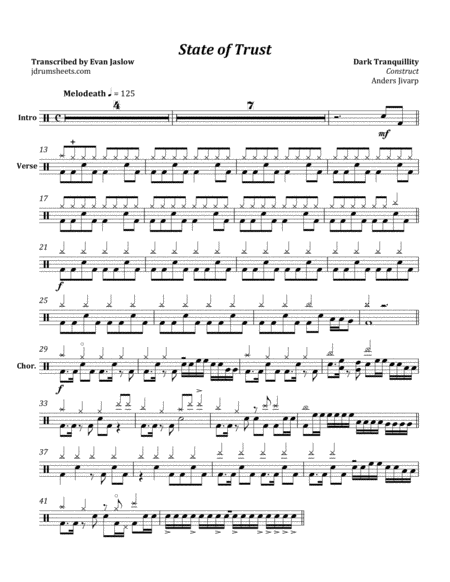 Dark Tranquillity State Of Trust Sheet Music