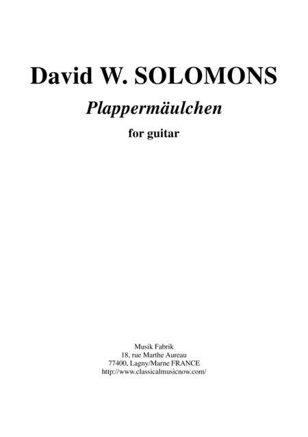 David Warin Solomons Plappermulchen For Solo Guitar Sheet Music