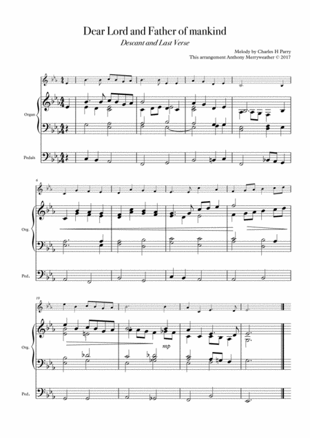 Dear Lord And Father Of Mankind Descant And Last Verse Sheet Music