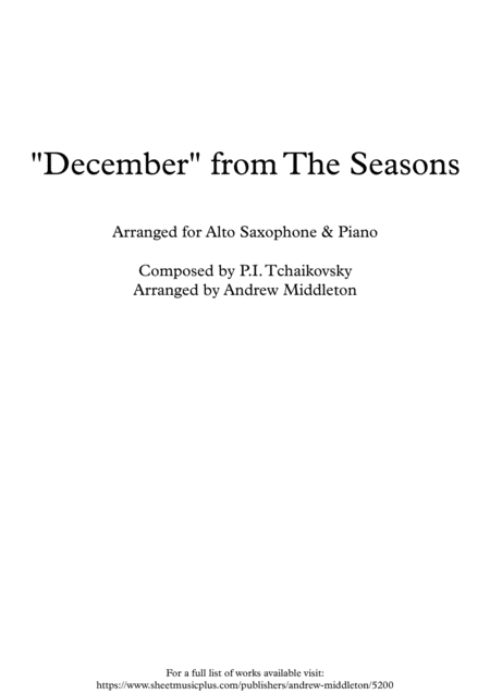 December From The Seasons Arranged For Alto Sax And Piano Sheet Music