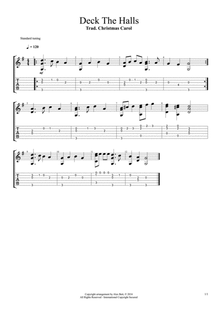 Deck The Halls Fingerstyle Guitar Sheet Music