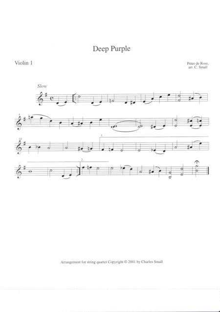 Free Sheet Music Deep Purple String Quartet