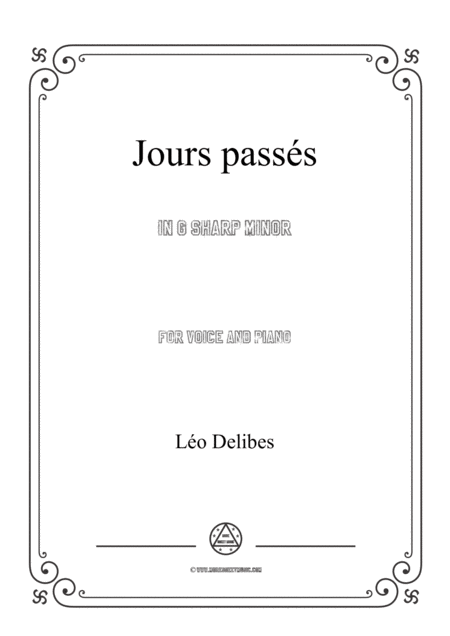 Free Sheet Music Delibes Jours Passs In G Sharp Minor For Voice And Piano