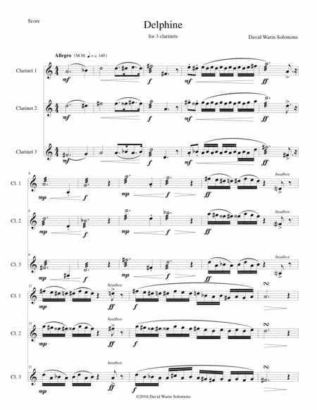 Free Sheet Music Delphine For Clarinet Trio
