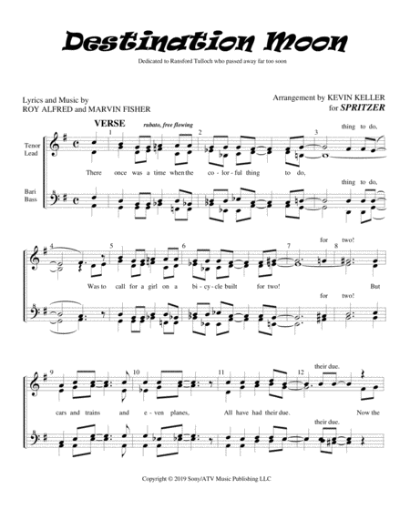 Free Sheet Music Destination Moon