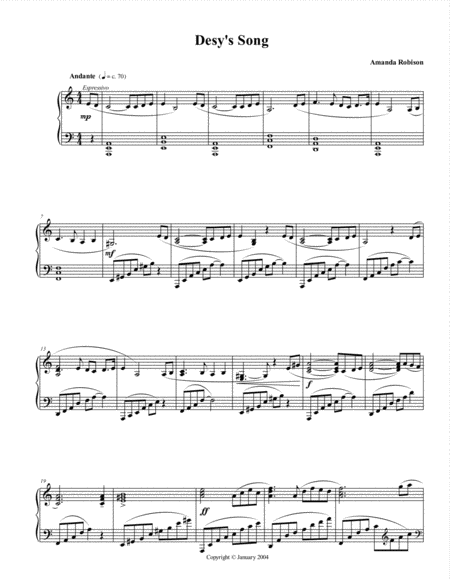 Free Sheet Music Desys Song