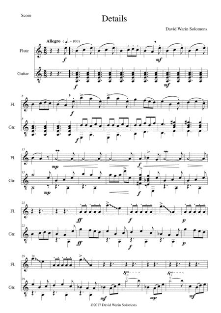 Details For Flute And Guitar Sheet Music