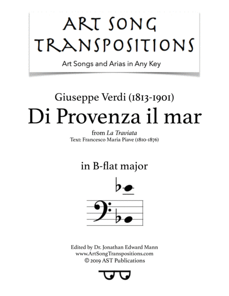 Free Sheet Music Di Provenza Il Mar B Flat Major