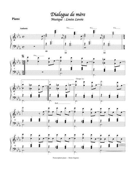 Dialogue De Mre Piano Solo Dtaill Sheet Music