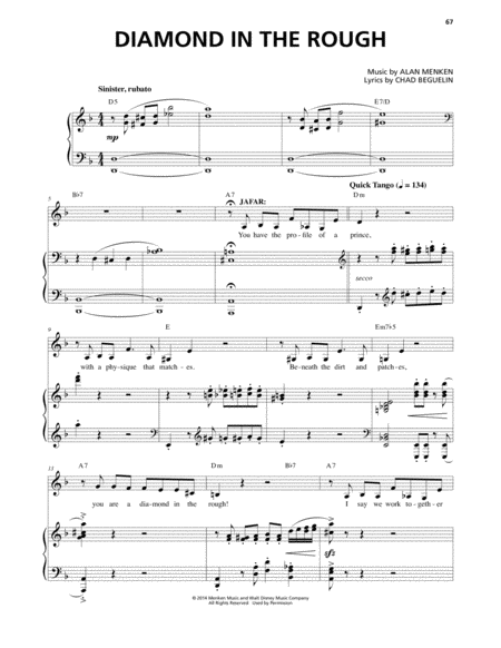 Diamond In The Rough From Aladdin The Broadway Musical Sheet Music