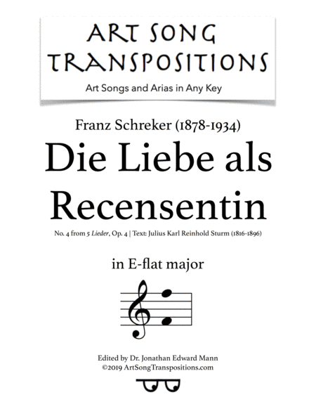 Free Sheet Music Die Liebe Als Recensentin Op 4 No 4 E Flat Major