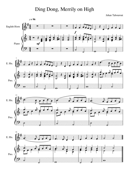 Free Sheet Music Ding Dong Merrily On High English Horn Solo