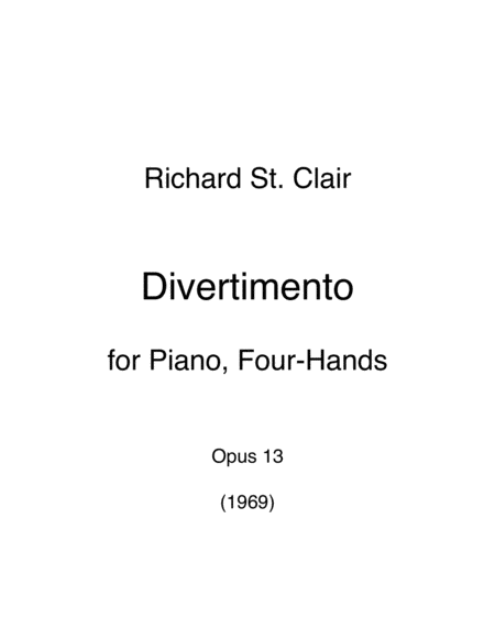 Divertimento For Piano Four Hands 1969 Sheet Music