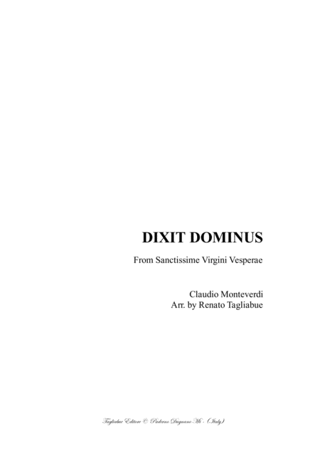 Free Sheet Music Dixit Dominus C Monteverdi From Sanctissime Virgini Vesperae Arr For Sssttb B C