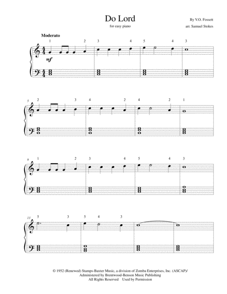 Free Sheet Music Do Lord For Easy Piano