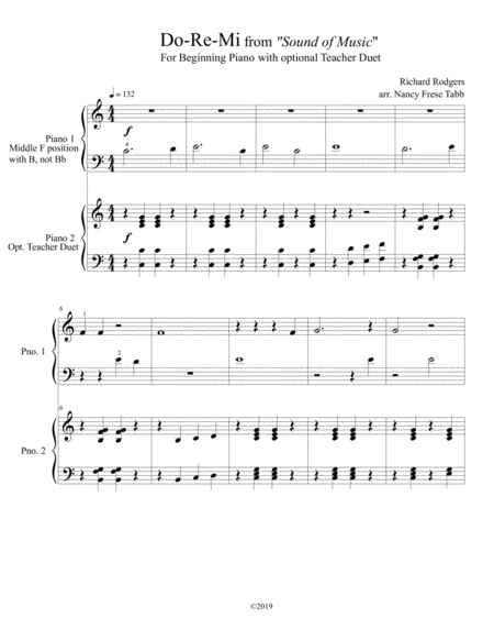 Do Re Mi Beginning Piano Solo With Optional Teacher Accompaniment Sheet Music