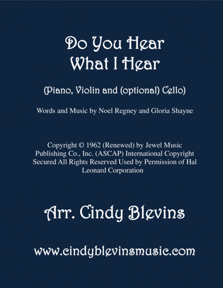 Free Sheet Music Do You Hear What I Hear Arranged For Piano Violin And Optional Cello