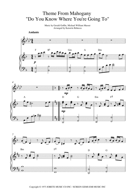 Do You Know Where You Re Going To Clarinet In A Solo And Piano Accompaniment Sheet Music