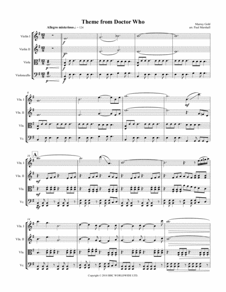 Doctor Who For String Quartet Sheet Music