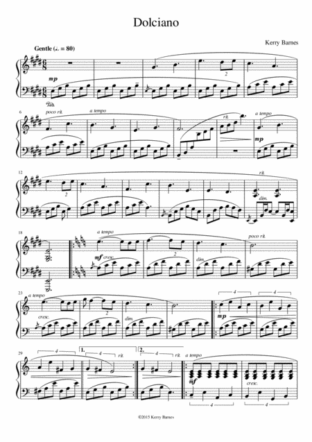 Free Sheet Music Dolciano Piano Solo In E Major