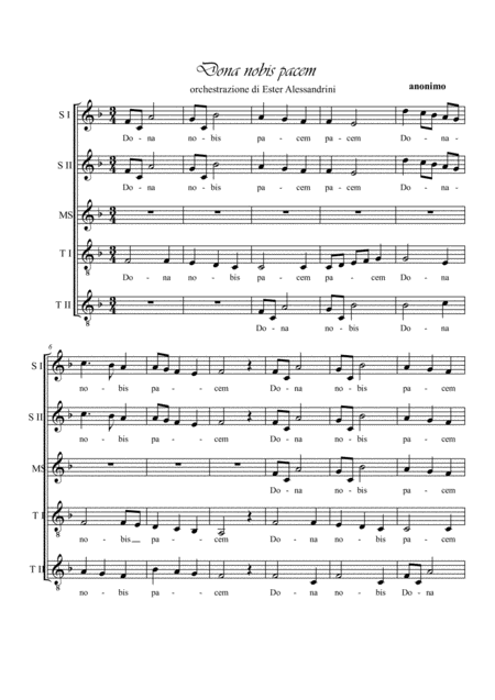 Dona Nobis Pacem Choir Sheet Music