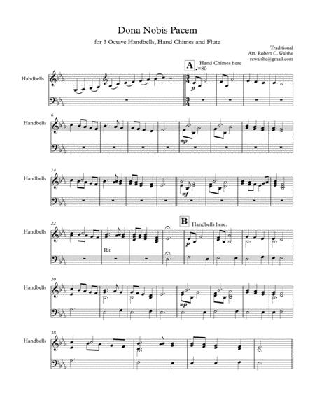 Dona Nobis Pacem For 2 And 3 Octave Handbells Optional Handchimes And Optional Flute Sheet Music