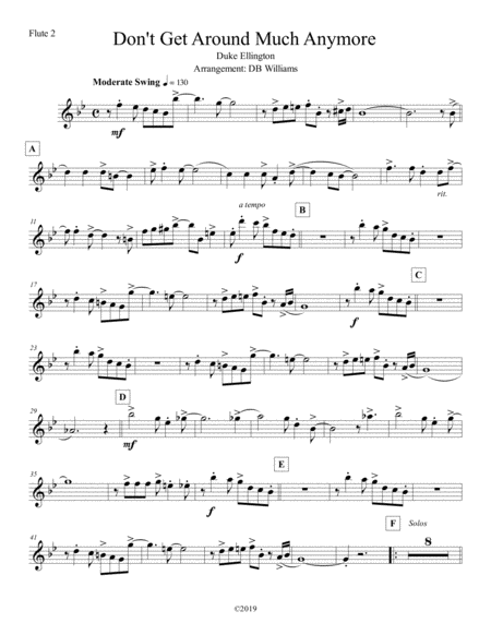 Free Sheet Music Dont Get Around Much Anymore Flute 2