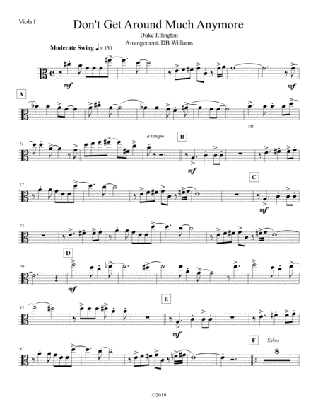 Free Sheet Music Dont Get Around Much Anymore Strings Viola 1