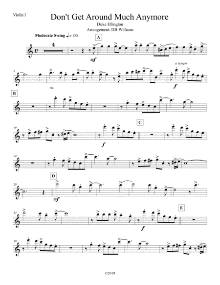 Free Sheet Music Dont Get Around Much Anymore Violin 1