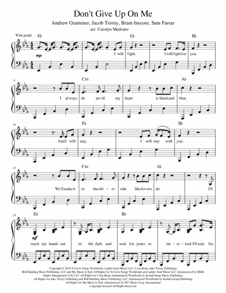 Free Sheet Music Dont Give Up On Me Intermediate Piano