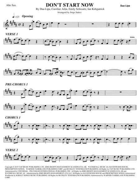 Dont Start Now Alto Sax Sheet Music