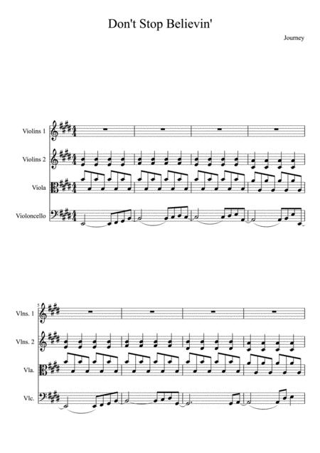 Dont Stop Believin String Quartet Score Only Sheet Music